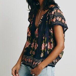 Free People FP One Short Sleeve Printed Peasant Top - Women's XS/S